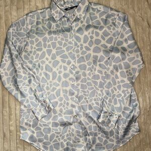 Zara Light Blue and White Abstract Print Shirt